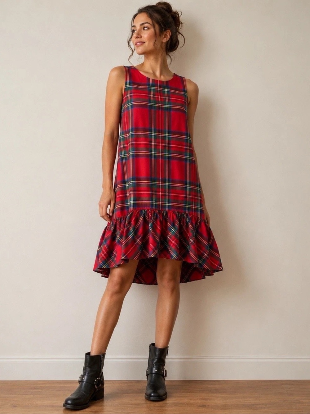 Vineyard Vines Amelia Jolly Plaid Swing Dress in Calypso Red Plaid